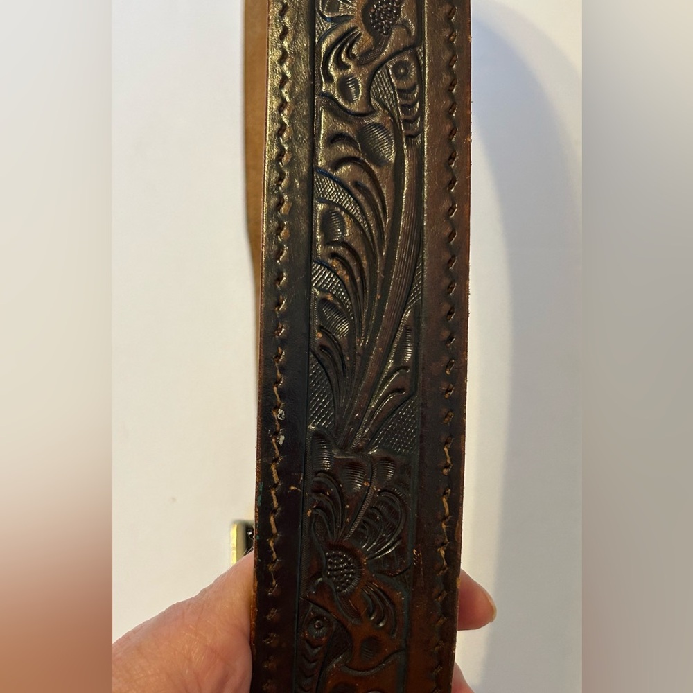 Bridle Leather‎ Belt Womens 30 Brown Floral Embossed Western Cowboy Boho
